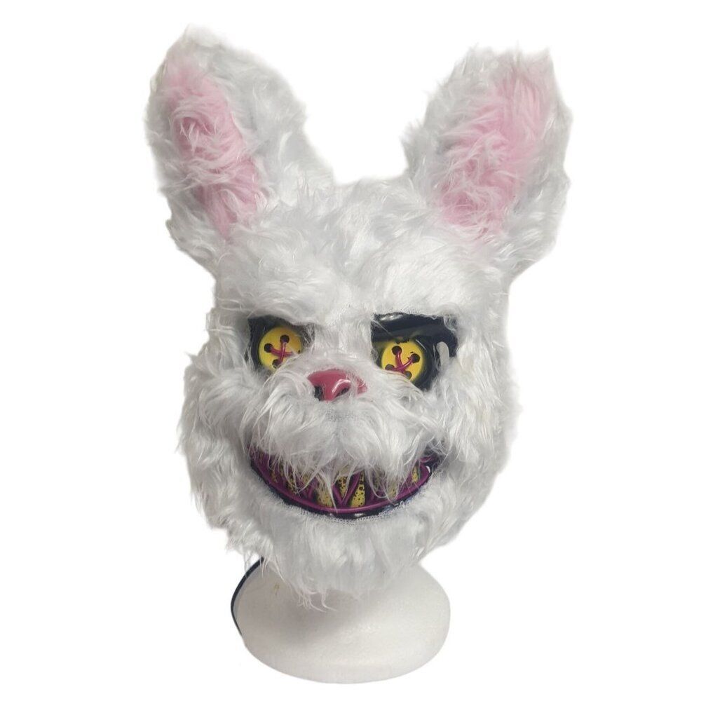 Scary Light Up White Bunny Mask LED Light up Furry Halloween Costume Cosplay NEW